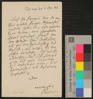 Brief von Friedrich Peucer an Unbekannt vom 1.10.1842