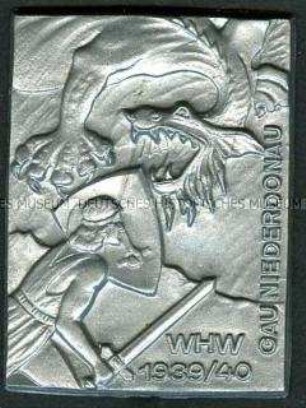 WHW-Abzeichen, Nibelungensage: Siegfrieds Kampf mit dem Drachen, Straßensammlung im Gau 20 Niederdonau von Januar 1940