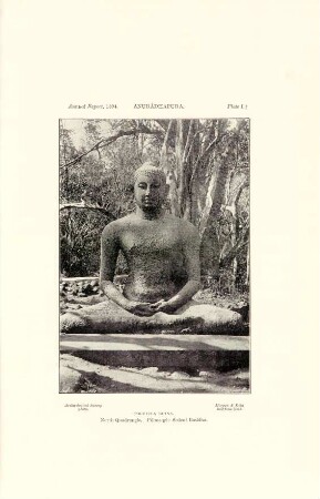 Plate I+. Anurádhapura. Toluvila ruins. North quadrangle. Pilima-gé: Sedent Buddha.