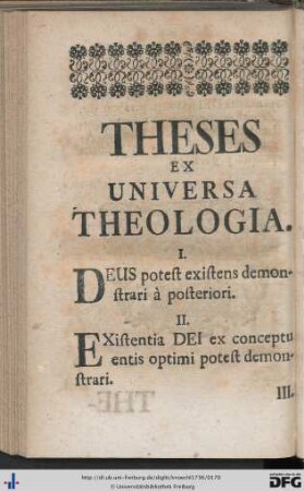 Theses Ex Universa Theologia.