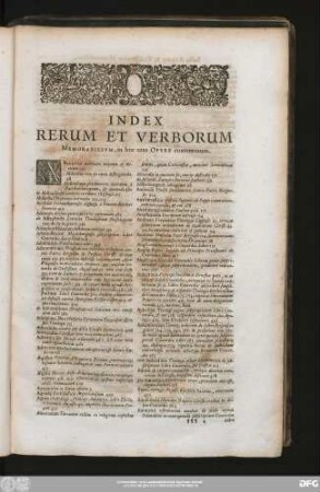Index Rerum Et Verborum Memorabilium, in hoc toto Opere contentorum.