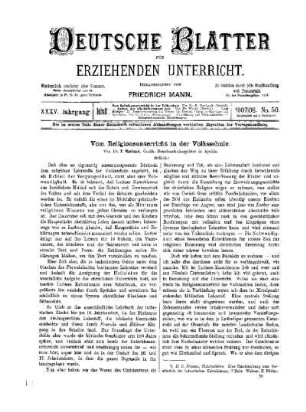 Vom Religionsunterricht in der Volksschule : (Schluß)