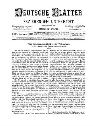 Vom Religionsunterricht in der Volksschule : (Schluß)