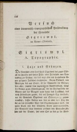 Versuch eine ökonomisch-topographischen Beschreibung der Gemeinde Eigrismyl, im Berner-Oberlande.