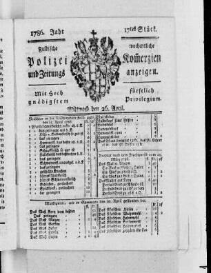 17tes Stück., Ausgabe vom 26. April 1786