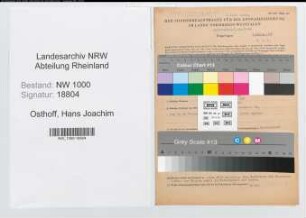 Entnazifizierung Hans Joachim Osthoff, geb. 05.10.1913 (Beamter)