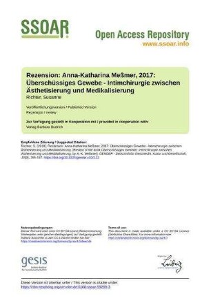 Rezension: Anna-Katharina Meßmer, 2017: Überschüssiges Gewebe - Intimchirurgie zwischen Ästhetisierung und Medikalisierung
