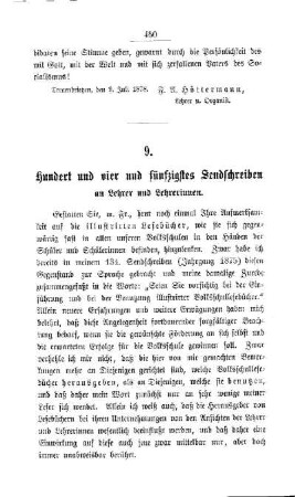 Hundert und vier und fünfzigstes Sendschreiben an die Lehrer und Lehrerinnen