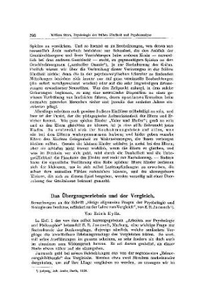 Das Übergangserlebnis und der Vergleich : Bemerkungen zu der Schrift "Einige allgemeine Fragen der Psychologie und Biologie des Denkens, erläutert an der Lehre vom Vergleich", von E. R. Jaensch