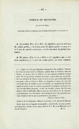Théorie du solitaire.