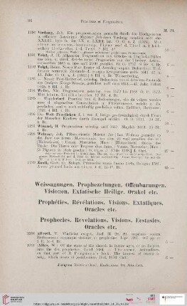 Weissagungen. Prophezeiungen. Offenbarungen. Visionen. Extatische Heilige. Orakel etc. (Nr. 1200 - 1549)
