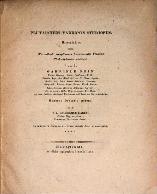 Plutarchus Varronis studiosus