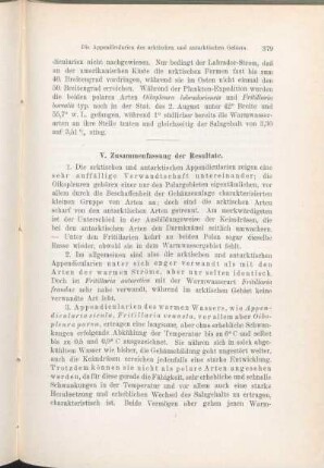 V. Zusammenfassung der Resultate.