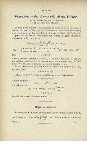 Osservazione relativa al resto nello sviluppo di Taylor.