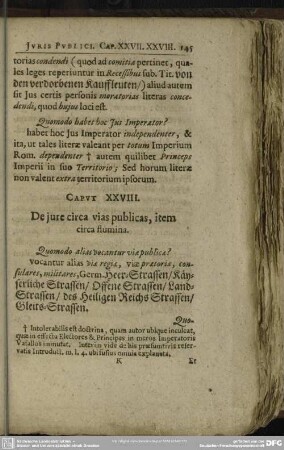 Caput XXVIII. De Iure circa vias publicas, item circa flumina