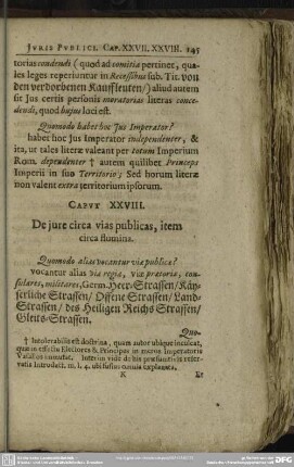 Caput XXVIII. De Iure circa vias publicas, item circa flumina