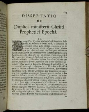 Dissertatio De Duplici ministerii Christi Prophetici Epochâ.