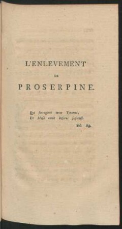 L'Enlevement De Proserpine