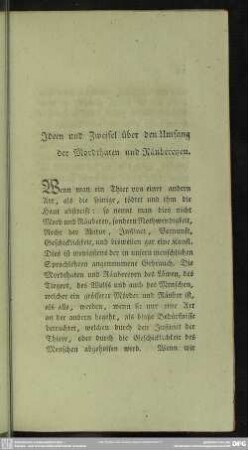 Ideen und Zweifel über den Umfang der Mordthaten und Räubereyen