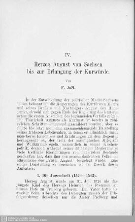 IV. Herzog August von Sachsen bis zur Erlangung der Kurwürde
