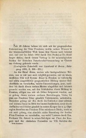 Geognostische Wanderungen im Gebiete der Trias Franken's