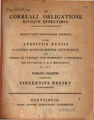De correali obligatione eiusque effectibus : Dissertatio inauguralis iuridica