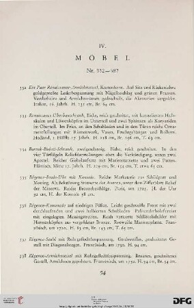 IV. Möbel (Nr. 332-387)