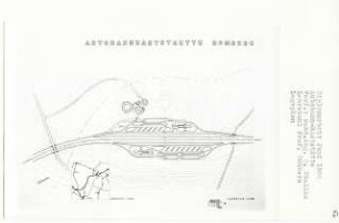 Autobahn-Raststätte, Homberg (Diplomarbeit bei Kurt Dübbers): Übersichtsplan 1:200000 und Lageplan 1:1000