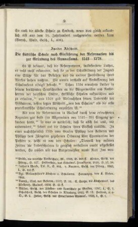 Zweiter Abschnitt. Die städtische Schule nach Einführung der Reformation bis zur Gründung des gymnasiums. 1543-1579.