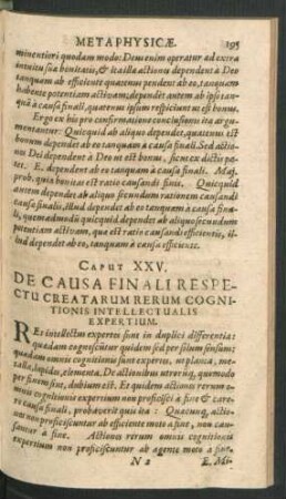 Caput XXV. De Causa Finali Respectu Creatarum Rerum Cognitionis Intellectualis Expertium.