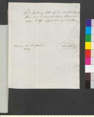 Brief von Müffling, Friedrich Karl Ferdinand Freiherr von an Goethe, Johann Wolfgang von