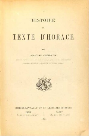 Histoire du texte d'Horace