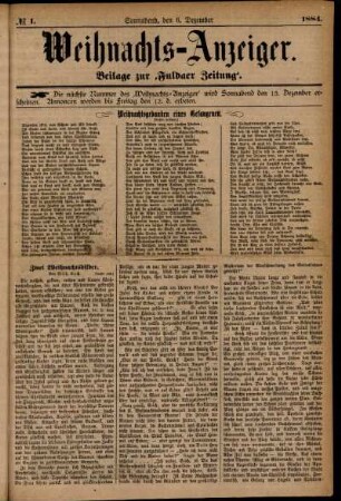 Ausgabe vom Samstag, den 06. Dezember 1884.