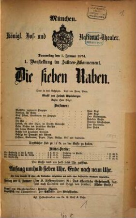 Königliches Hof- und Nationaltheater. 1874