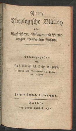 Zweyten Bandes, drittes Stück