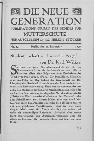 No. 12. Berlin, den 14. Dezember. 1909.