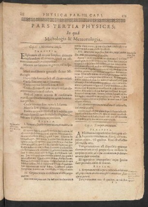 Pars Tertia Physices; In qua Mictologia & Meteorologia.