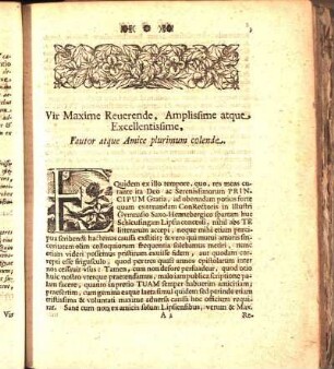 Vir Maxime Reuerende, Amplissime atque Excellentissime, Fautor atque Amice plurimum colende.