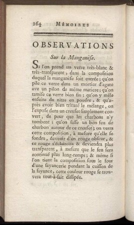 Observations Sur la Maganèse.