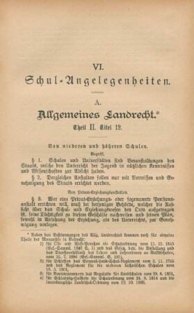 VI. Schul-Angelegenheiten