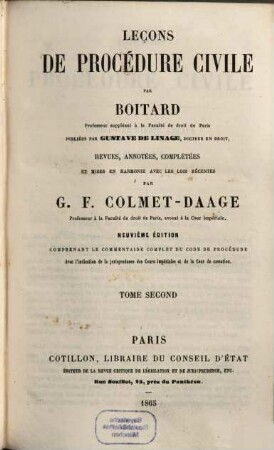 Leçons de procédure civile, 2