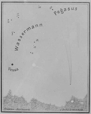 Johannesburger Komet, beobachtet und gezeichnet in der Treptow-Sternwarte, Januar 1910