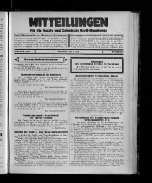 Jahrgang 1931, Hamburg, den 5. Juli, Nummer 27