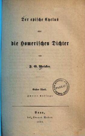 Der epische Cyclus oder die homerischen Dichter, 1