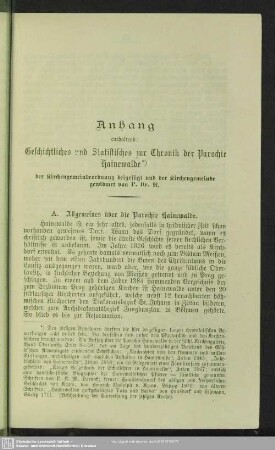 Geschichtliches und Statistisches zur Chronik der Parochie Hainewalde