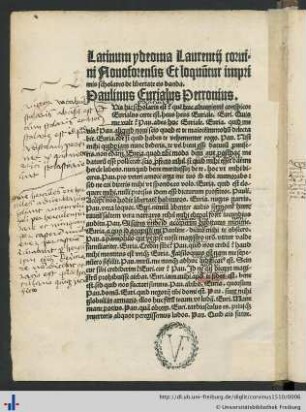 Latinum ydeoma Magistri Laurentij Corvini Novoforensis