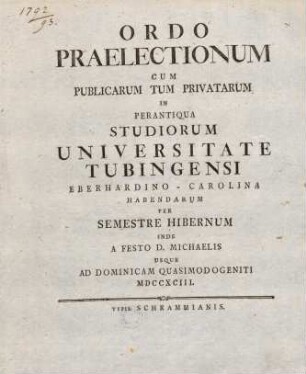 Vorlesungsverzeichnis 1792/93