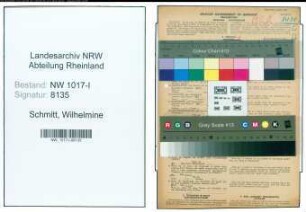 Entnazifizierung Wilhelmine Schmitt , geb. 15.02.1901 (Diakonisse)