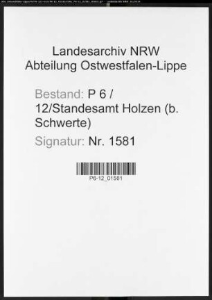 Sterberegister Standesamt Holzen bei Schwerte