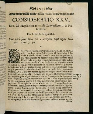 175-185, CONSIDERATIO XXV. De S. M. Magdalenae mirabili Conversione, & Poenitentia.